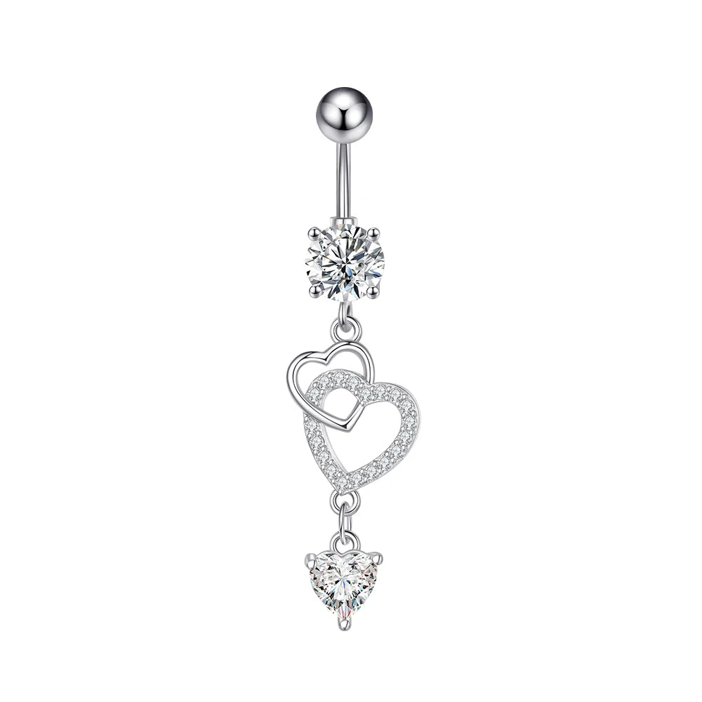 Dainsty baumelnde Bauchnabelringe Chirurgenstahl 14G Bar Nabelpiercing Ring Kristall CZ Biene Blume Herz Bauchring Ohrschmuck So ist Leben