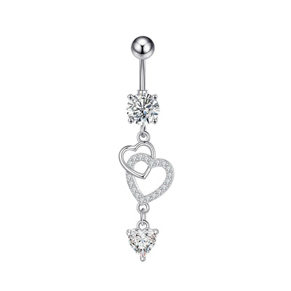 Dainsty baumelnde Bauchnabelringe Chirurgenstahl 14G Bar Nabelpiercing Ring Kristall CZ Biene Blume Herz Bauchring Ohrschmuck So ist Leben