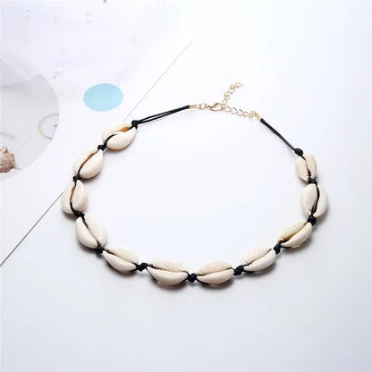 Heißer Muschel Muschel Halskette Frauen Schmuck Sommer Strand Shell Halsband Böhmischen Seil Kauri Perlen Halsketten Handgemachte Kragen Weibliche So ist Leben