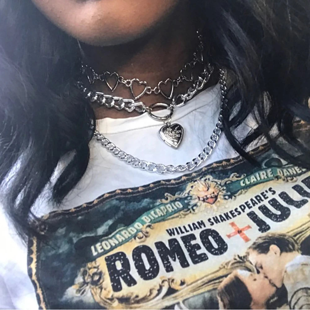 Neue Vintage-Mode Gold-platte Herz-form Multilevel Kette Anhänger Halsketten Für Frauen Halskette Weibliche Boho Schmuck Geschenk So ist Leben