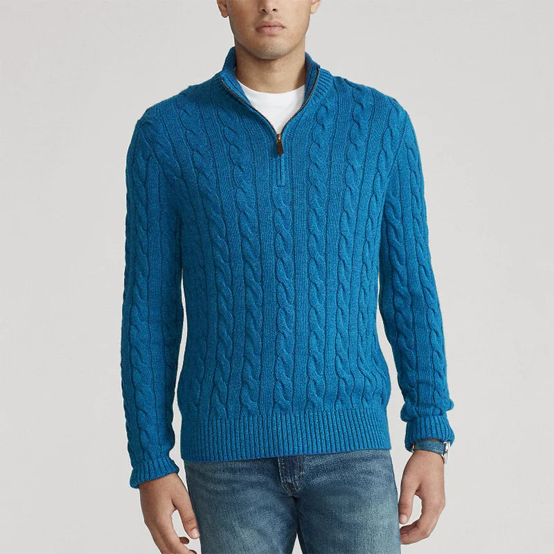 8509 Herbst Winter Männer Gestrickte Mock Neck Pullover Mode Warm Halten Twist Business Casual Herren Langarm Strickwaren Tops So ist Leben