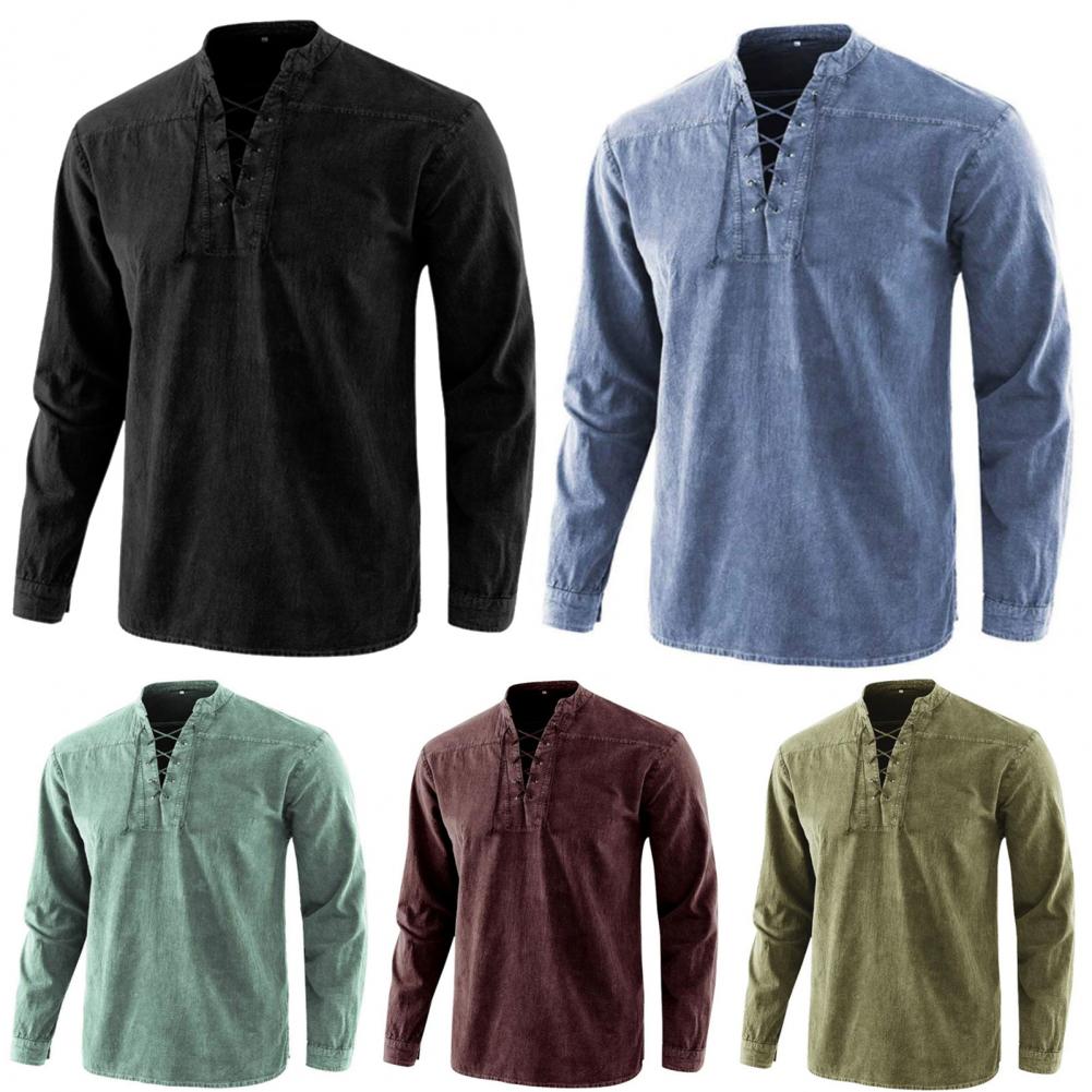 Männer Ritter mittelalterliche Tunika Vintage Lace Up Renaissance römische Hemden Halloween Kostüm für Erwachsene Wikinger Pirat Cosplay für Dating So ist Leben