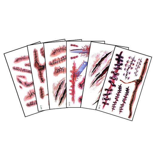 6 stücke Halloween Blutige Wunde Tattoo Aufkleber Trick Scary Wasserdicht Temporäre Tattoo DIY Gefälschte Tattoo Halloween Party Dekoration So ist Leben