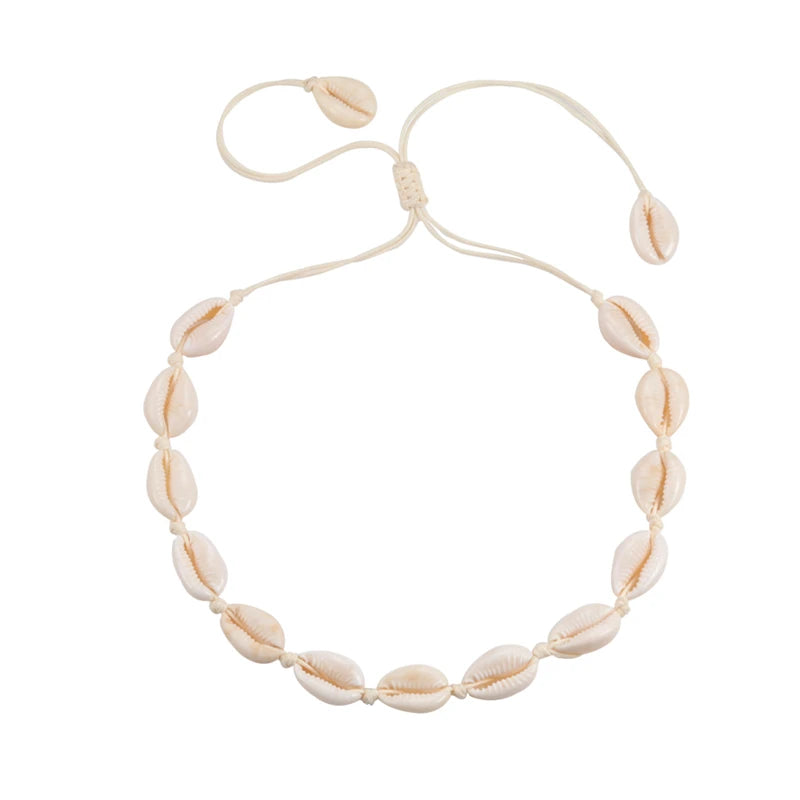 Heißer Muschel Muschel Halskette Frauen Schmuck Sommer Strand Shell Halsband Böhmischen Seil Kauri Perlen Halsketten Handgemachte Kragen Weibliche So ist Leben