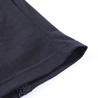 Vintage Tops Goth T-shirt Women Bodycon Bandage Lace Black T-shirts Gothic Streetwear Sexy Female Top Casual Mesh Tee - So ist Leben