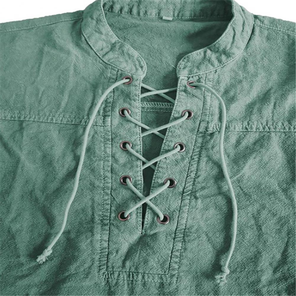 Männer Ritter mittelalterliche Tunika Vintage Lace Up Renaissance römische Hemden Halloween Kostüm für Erwachsene Wikinger Pirat Cosplay für Dating So ist Leben