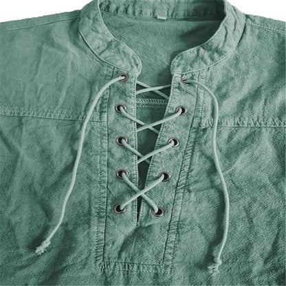 Männer Ritter mittelalterliche Tunika Vintage Lace Up Renaissance römische Hemden Halloween Kostüm für Erwachsene Wikinger Pirat Cosplay für Dating So ist Leben
