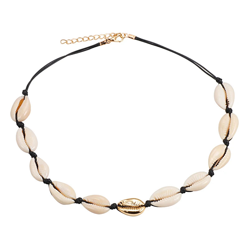 Heißer Muschel Muschel Halskette Frauen Schmuck Sommer Strand Shell Halsband Böhmischen Seil Kauri Perlen Halsketten Handgemachte Kragen Weibliche So ist Leben