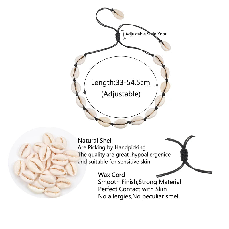 Heißer Muschel Muschel Halskette Frauen Schmuck Sommer Strand Shell Halsband Böhmischen Seil Kauri Perlen Halsketten Handgemachte Kragen Weibliche So ist Leben