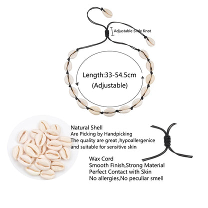 Heißer Muschel Muschel Halskette Frauen Schmuck Sommer Strand Shell Halsband Böhmischen Seil Kauri Perlen Halsketten Handgemachte Kragen Weibliche So ist Leben