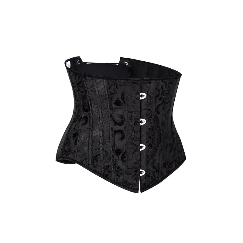 23 cm kurzer Torso, 24 Spirale, Stahlstäbchen, Korsett, Blumenmuster, schlankmachende Taille, Shapewear, Jacquard-Unterbrustkorsett, Gothic-Bustier 8130 So ist Leben