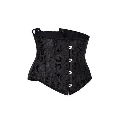 23 cm kurzer Torso, 24 Spirale, Stahlstäbchen, Korsett, Blumenmuster, schlankmachende Taille, Shapewear, Jacquard-Unterbrustkorsett, Gothic-Bustier 8130 So ist Leben