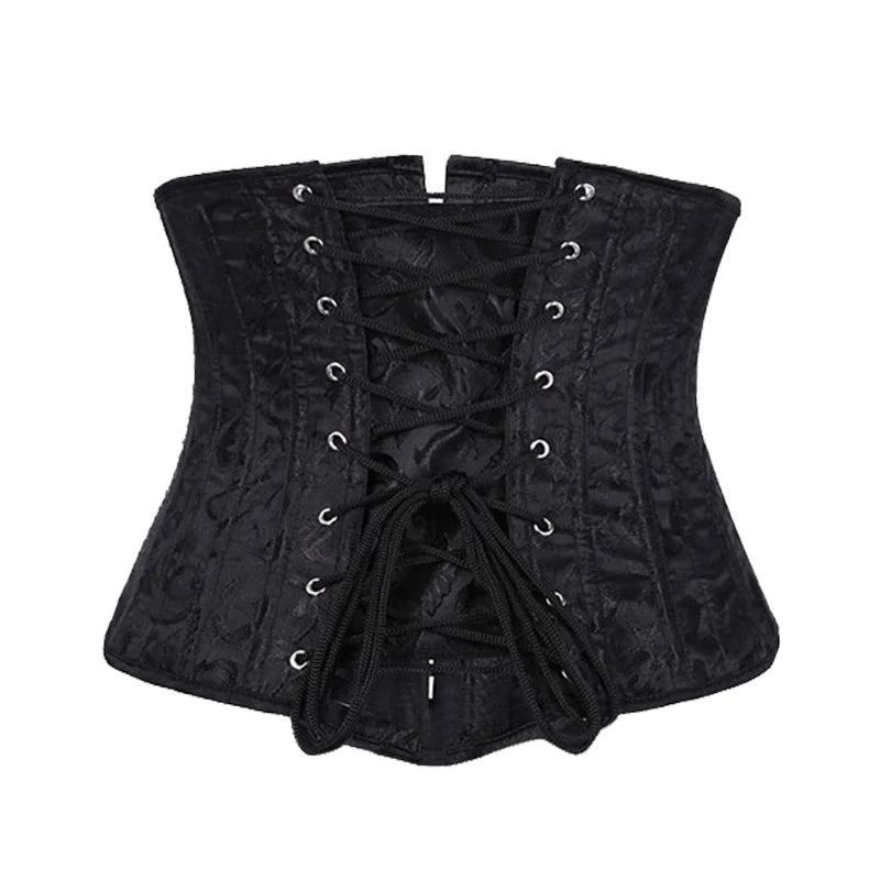 23 cm kurzer Torso, 24 Spirale, Stahlstäbchen, Korsett, Blumenmuster, schlankmachende Taille, Shapewear, Jacquard-Unterbrustkorsett, Gothic-Bustier 8130 So ist Leben