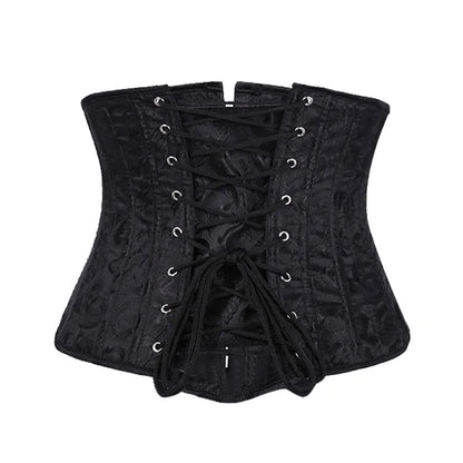 23 cm kurzer Torso, 24 Spirale, Stahlstäbchen, Korsett, Blumenmuster, schlankmachende Taille, Shapewear, Jacquard-Unterbrustkorsett, Gothic-Bustier 8130 So ist Leben