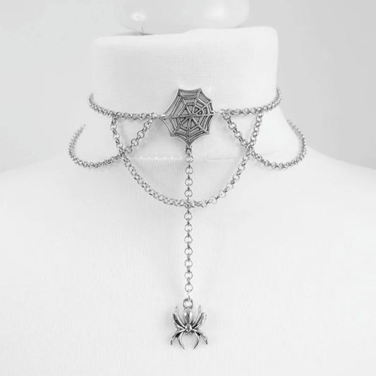 Punk Schwarz Samt Spinnennetz Halsband Gruselige Hängende Spinne Kette Halskette Webs Halloween Gothic Schmuck Kreativität Frauen Geschenk - So ist Leben
