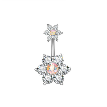 Dainsty baumelnde Bauchnabelringe Chirurgenstahl 14G Bar Nabelpiercing Ring Kristall CZ Biene Blume Herz Bauchring Ohrschmuck So ist Leben