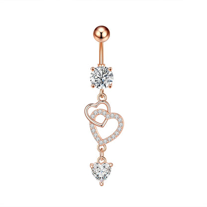 Dainsty baumelnde Bauchnabelringe Chirurgenstahl 14G Bar Nabelpiercing Ring Kristall CZ Biene Blume Herz Bauchring Ohrschmuck So ist Leben
