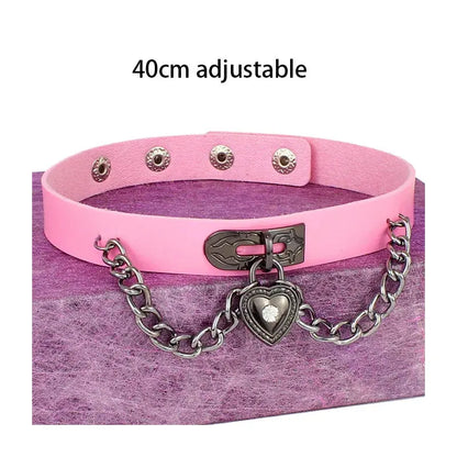 Gothic Heart Lock Choker – Punk Rivet Necklace with Key | Cosplay, Bondage-Inspired Jewelry for Women - So ist Leben