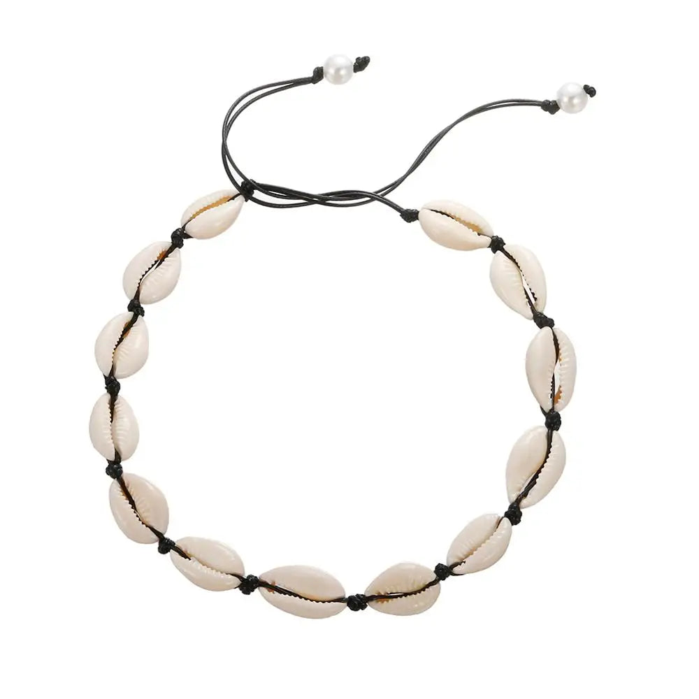 Heißer Muschel Muschel Halskette Frauen Schmuck Sommer Strand Shell Halsband Böhmischen Seil Kauri Perlen Halsketten Handgemachte Kragen Weibliche So ist Leben