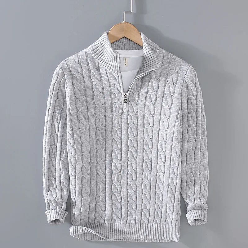 8509 Herbst Winter Männer Gestrickte Mock Neck Pullover Mode Warm Halten Twist Business Casual Herren Langarm Strickwaren Tops So ist Leben