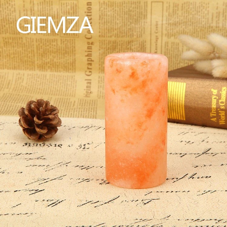 GIEMZA Tee Licht Himalaya Salz Leuchter Kleine Natürliche Bar Nacht Dekoration Orange Kerze Halter Cocktail Glas So ist Leben