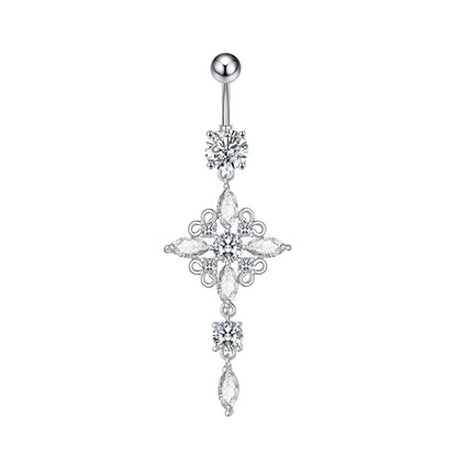 Dainsty baumelnde Bauchnabelringe Chirurgenstahl 14G Bar Nabelpiercing Ring Kristall CZ Biene Blume Herz Bauchring Ohrschmuck So ist Leben