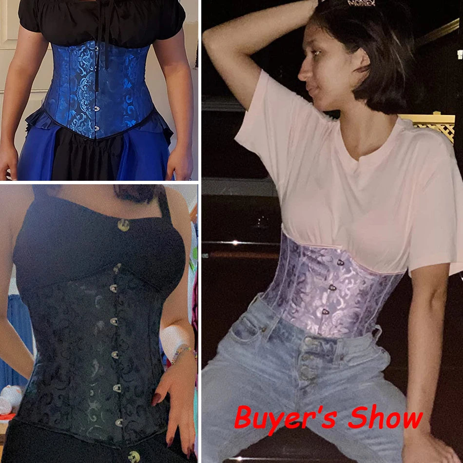 Unterbrustkorsett Floral Push Up Boned Bustier Gothique Korsett für Frauen Front Busk Gorset Korse Sexy Frauen Gothic Korsett So ist Leben