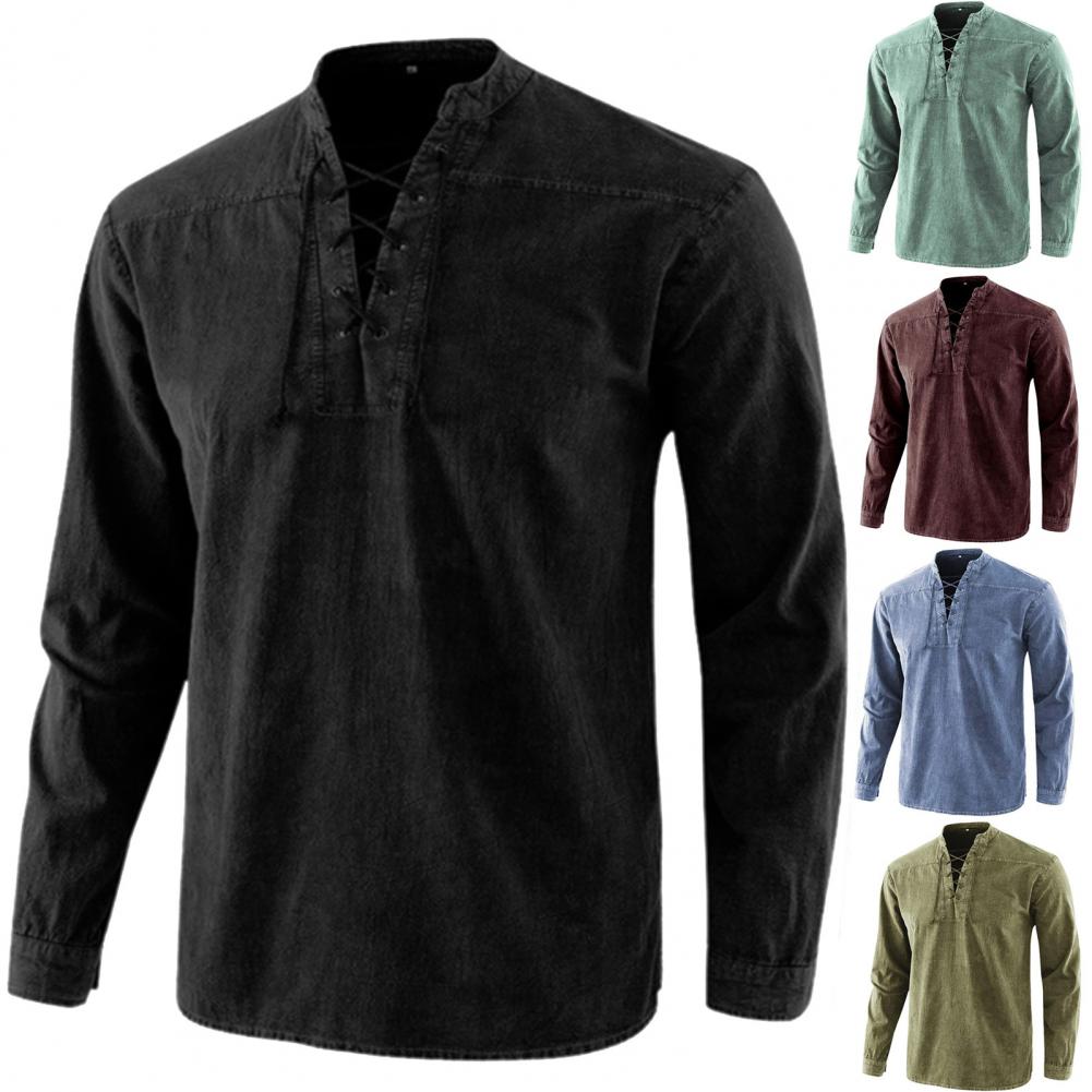 Männer Ritter mittelalterliche Tunika Vintage Lace Up Renaissance römische Hemden Halloween Kostüm für Erwachsene Wikinger Pirat Cosplay für Dating So ist Leben