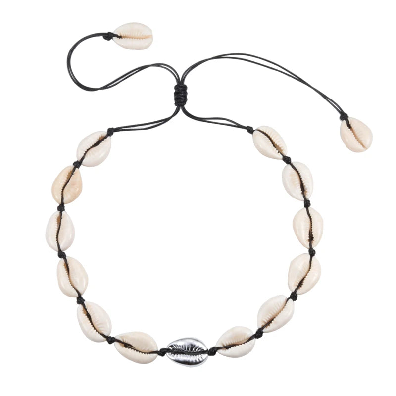 Heißer Muschel Muschel Halskette Frauen Schmuck Sommer Strand Shell Halsband Böhmischen Seil Kauri Perlen Halsketten Handgemachte Kragen Weibliche So ist Leben