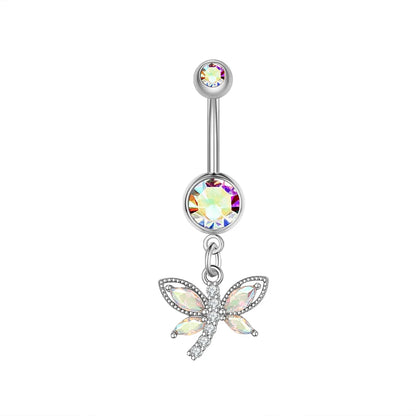 Dainsty baumelnde Bauchnabelringe Chirurgenstahl 14G Bar Nabelpiercing Ring Kristall CZ Biene Blume Herz Bauchring Ohrschmuck So ist Leben