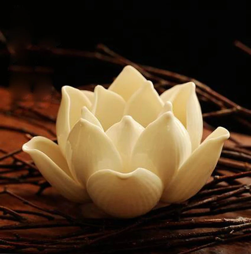 Teelichthalter aus Keramik mit Lotusblütenblättern, Kerzenhalter, Heimdekoration, Geschenke für Hochzeiten So ist Leben