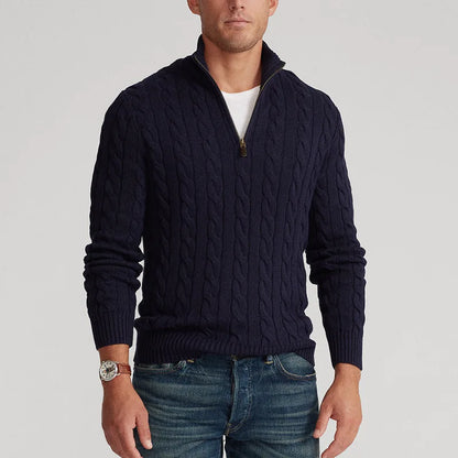8509 Herbst Winter Männer Gestrickte Mock Neck Pullover Mode Warm Halten Twist Business Casual Herren Langarm Strickwaren Tops So ist Leben