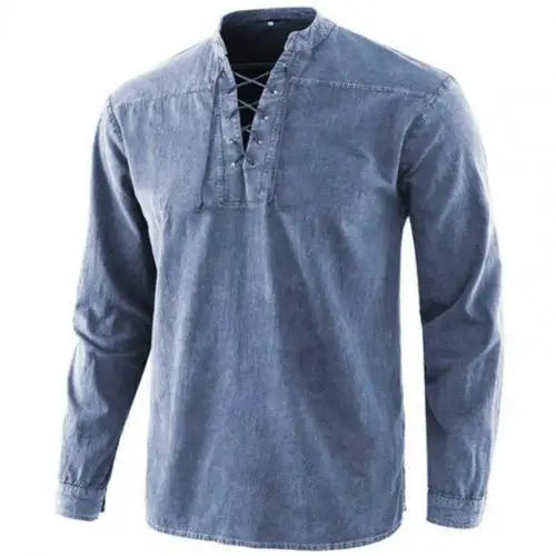 Männer Ritter mittelalterliche Tunika Vintage Lace Up Renaissance römische Hemden Halloween Kostüm für Erwachsene Wikinger Pirat Cosplay für Dating So ist Leben