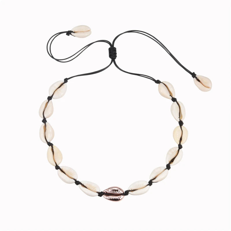 Heißer Muschel Muschel Halskette Frauen Schmuck Sommer Strand Shell Halsband Böhmischen Seil Kauri Perlen Halsketten Handgemachte Kragen Weibliche So ist Leben
