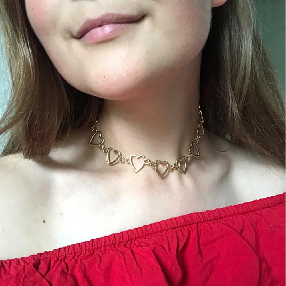 Neue Vintage-Mode Gold-platte Herz-form Multilevel Kette Anhänger Halsketten Für Frauen Halskette Weibliche Boho Schmuck Geschenk So ist Leben