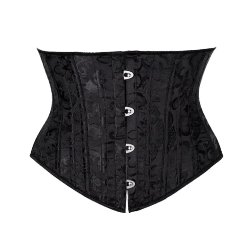 23 cm kurzer Torso, 24 Spirale, Stahlstäbchen, Korsett, Blumenmuster, schlankmachende Taille, Shapewear, Jacquard-Unterbrustkorsett, Gothic-Bustier 8130 So ist Leben