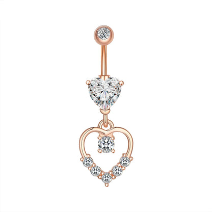 Dainsty baumelnde Bauchnabelringe Chirurgenstahl 14G Bar Nabelpiercing Ring Kristall CZ Biene Blume Herz Bauchring Ohrschmuck So ist Leben