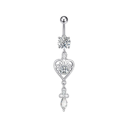 Dainsty baumelnde Bauchnabelringe Chirurgenstahl 14G Bar Nabelpiercing Ring Kristall CZ Biene Blume Herz Bauchring Ohrschmuck So ist Leben