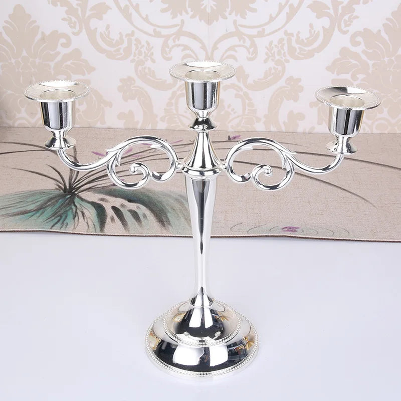 Silber Gold Schwarz Bronze Metall Kerzenhalter Retro 3-armige Abendessen Kandelaber Hochzeit Home Decor Kandelaber So ist Leben