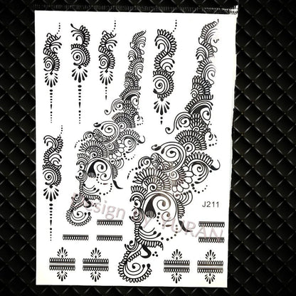 YURAN Mode Schwarz Ketten Handgelenk Henna Blume Gefälschte Tattoos Aufkleber Wasserdicht Mandala Flora Tattoo Temporäre Frauen Arm 3D Tatto So ist Leben