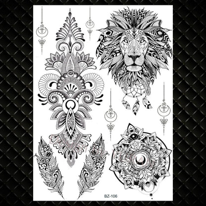 YURAN Mode Schwarz Ketten Handgelenk Henna Blume Gefälschte Tattoos Aufkleber Wasserdicht Mandala Flora Tattoo Temporäre Frauen Arm 3D Tatto So ist Leben