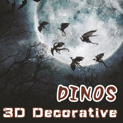 7 Teile/satz Fantasie Halloween Spaß Wand Aufkleber Für Kinder Zimmer Dekor Dinosaurier Jungen Geschenk 3D Drachen Wand Kunst Drachen silhouetten So ist Leben