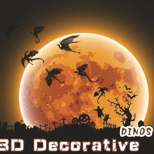 7 Teile/satz Fantasie Halloween Spaß Wand Aufkleber Für Kinder Zimmer Dekor Dinosaurier Jungen Geschenk 3D Drachen Wand Kunst Drachen silhouetten So ist Leben