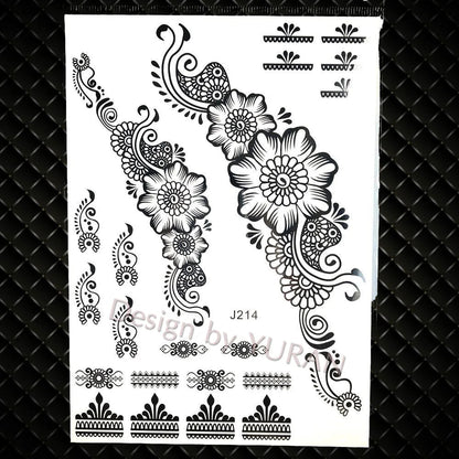 YURAN Mode Schwarz Ketten Handgelenk Henna Blume Gefälschte Tattoos Aufkleber Wasserdicht Mandala Flora Tattoo Temporäre Frauen Arm 3D Tatto So ist Leben