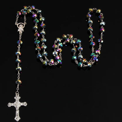8mm Perlenkristall Rosenkranz Halskette, Charm Rosenkranz Kristall Segen Halskette, Santa Maria Center Kristall Schmuck Halskette So ist Leben
