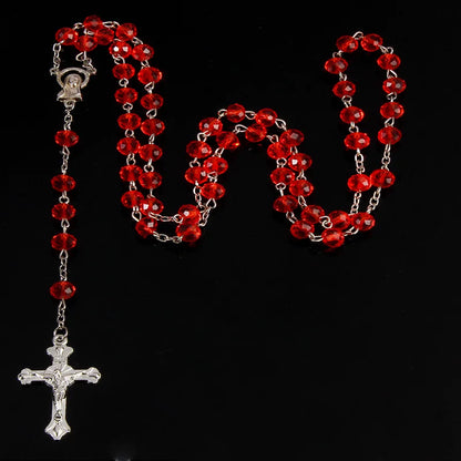 8mm Perlenkristall Rosenkranz Halskette, Charm Rosenkranz Kristall Segen Halskette, Santa Maria Center Kristall Schmuck Halskette So ist Leben