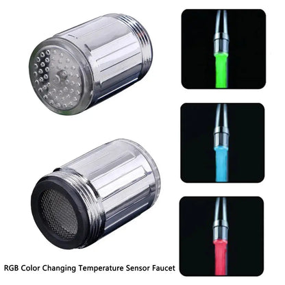 LED Water Faucet Stream Light Kitchen Bathroom Shower Tap Faucet Nozzle Head 7 Color Change Temperature Sensor Light Faucet led - So ist Leben