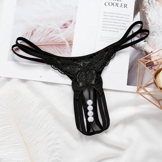 Schmetterling mit Perlen Tangas Frauen Sexy G String Sexy Unterwäsche Tangas Damen Spitze Dessous Sexy Transparente Höschen So ist Leben