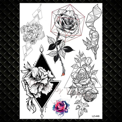 YURAN Mode Schwarz Ketten Handgelenk Henna Blume Gefälschte Tattoos Aufkleber Wasserdicht Mandala Flora Tattoo Temporäre Frauen Arm 3D Tatto So ist Leben