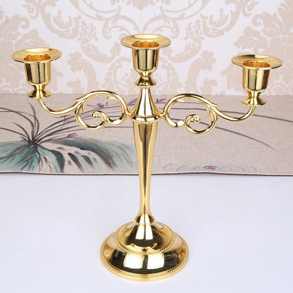 Silber Gold Schwarz Bronze Metall Kerzenhalter Retro 3-armige Abendessen Kandelaber Hochzeit Home Decor Kandelaber So ist Leben